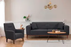 Liones Koltuk Takımı Antrasit, Ceviz Ayak